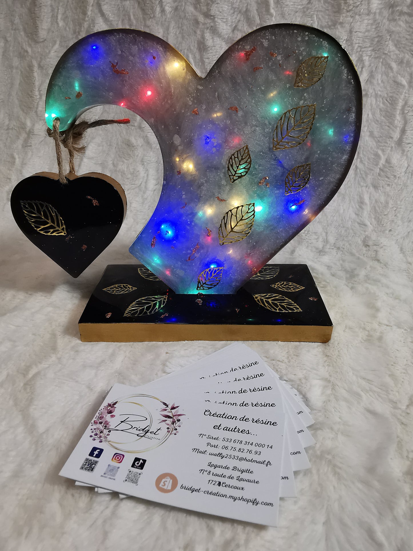 Double coeur suspendu avec led (maman, mamie, st valentin)