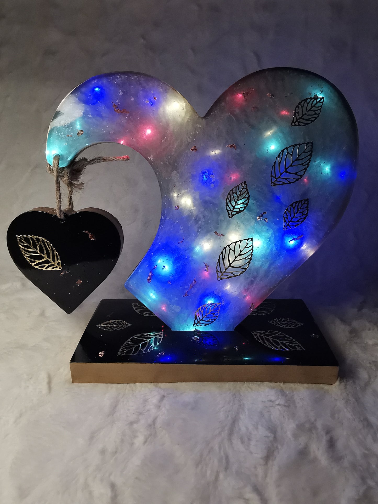 Double coeur suspendu avec led (maman, mamie, st valentin)