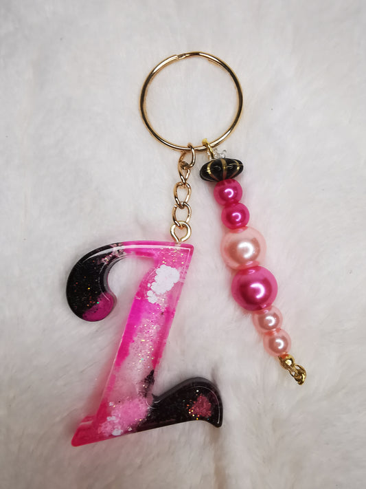 Porte clé lettre Z rose et noir