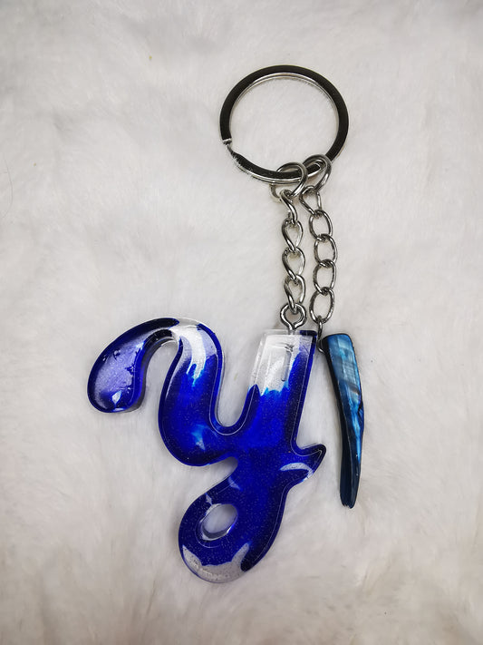 Porte clé lettre Y bleu