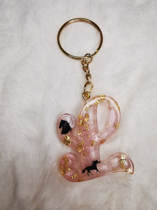 Porte clé lettre L avec cheval