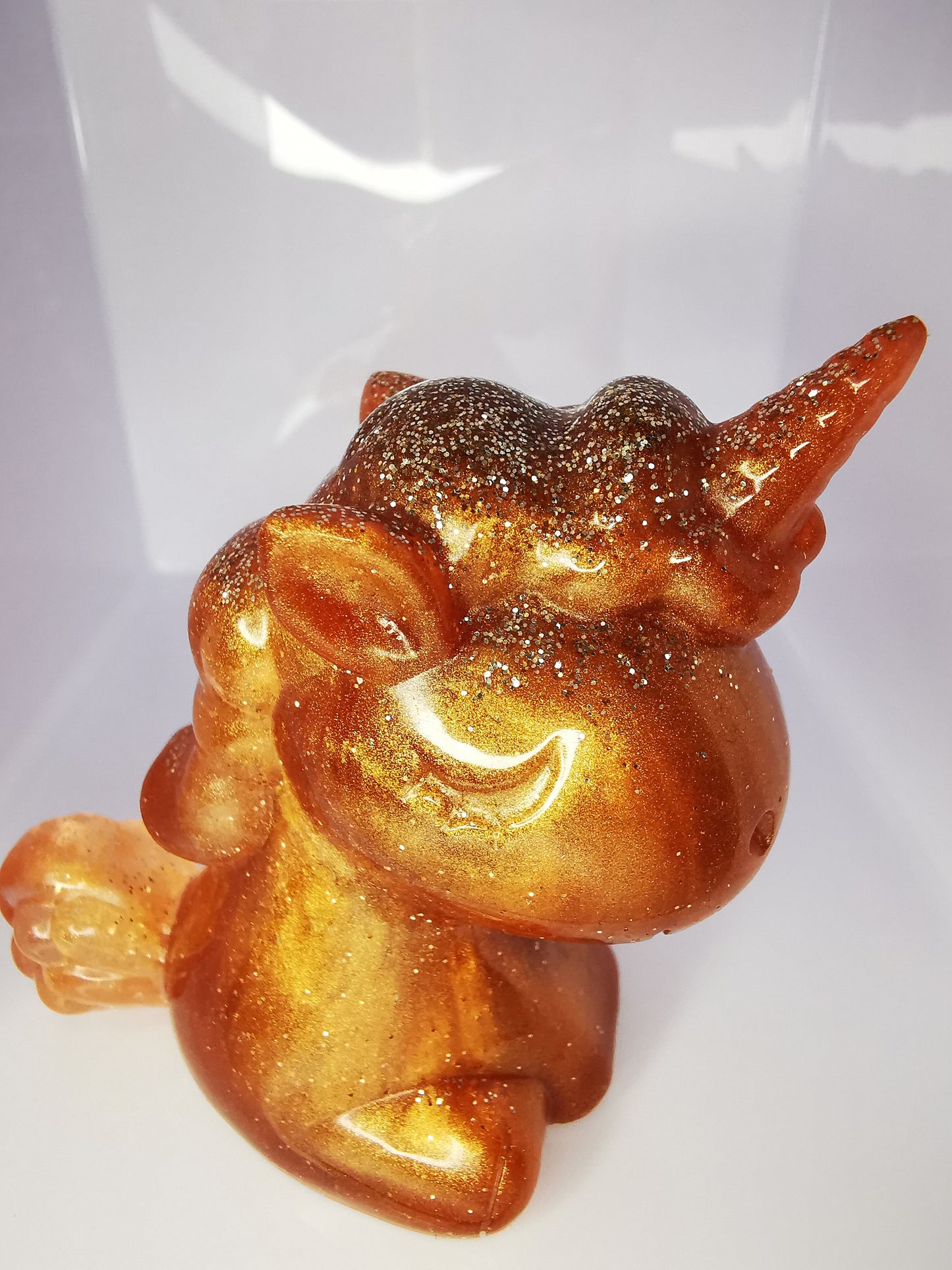 Licorne décorative brillante cuivrée et pailletée