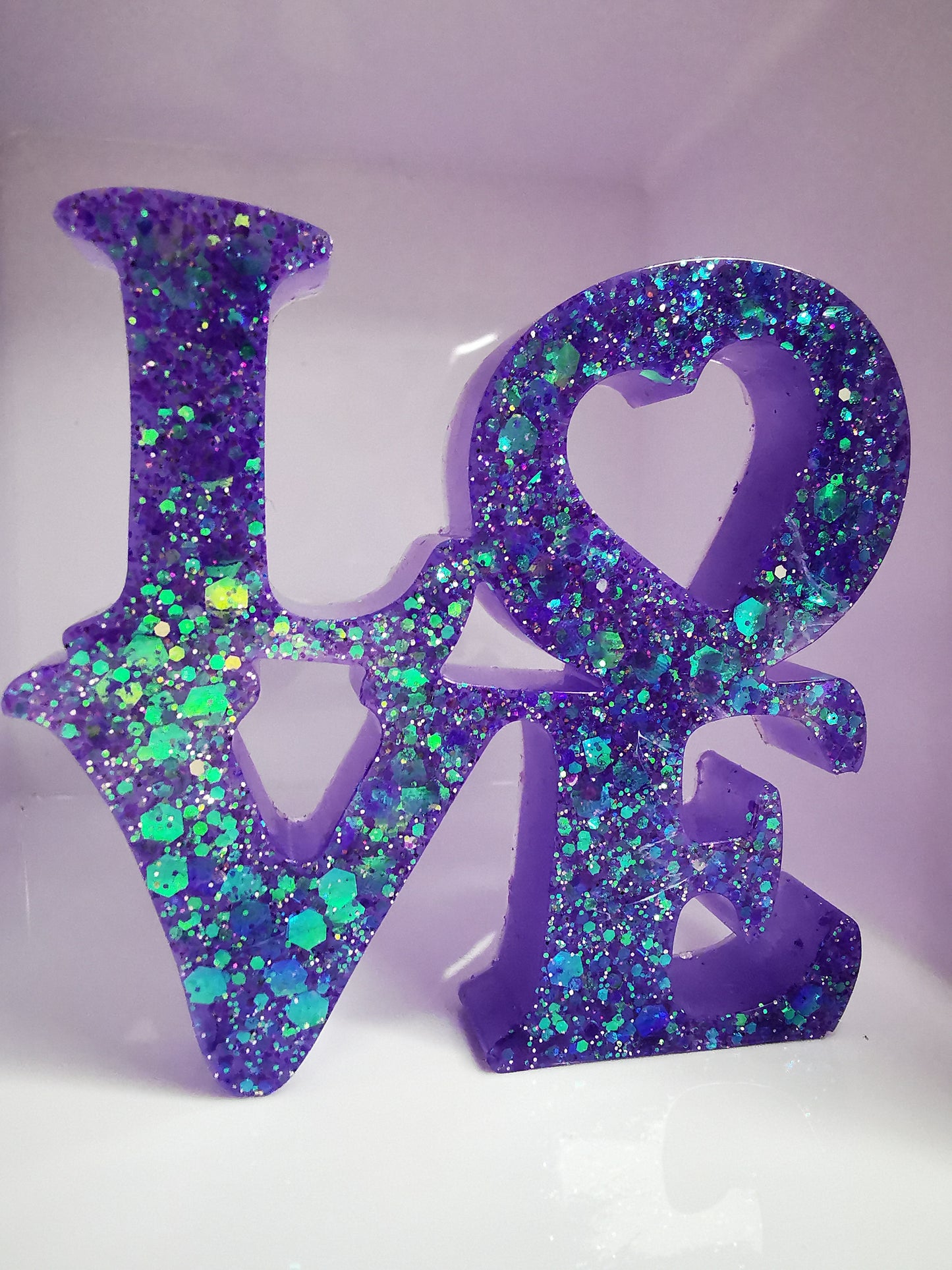 Love décoratif violet avec paillette holographique ( st valentin)