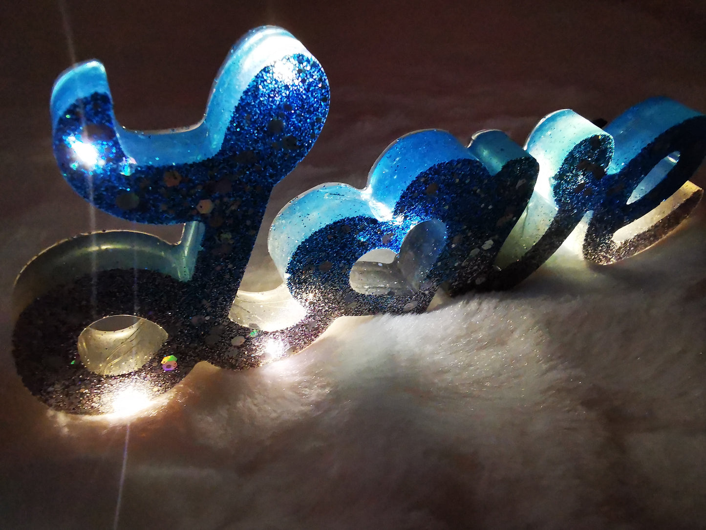 Love décoratif bleu et gris pailletté avec led ( st valentin)