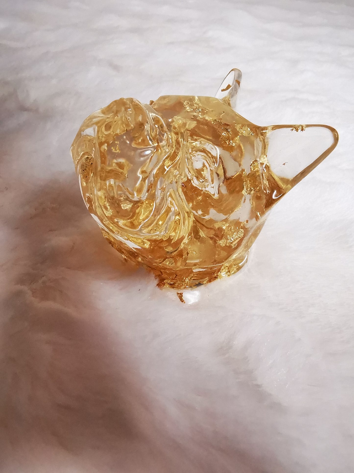 Bouledog français décoratif transparent avec feuilles d'or