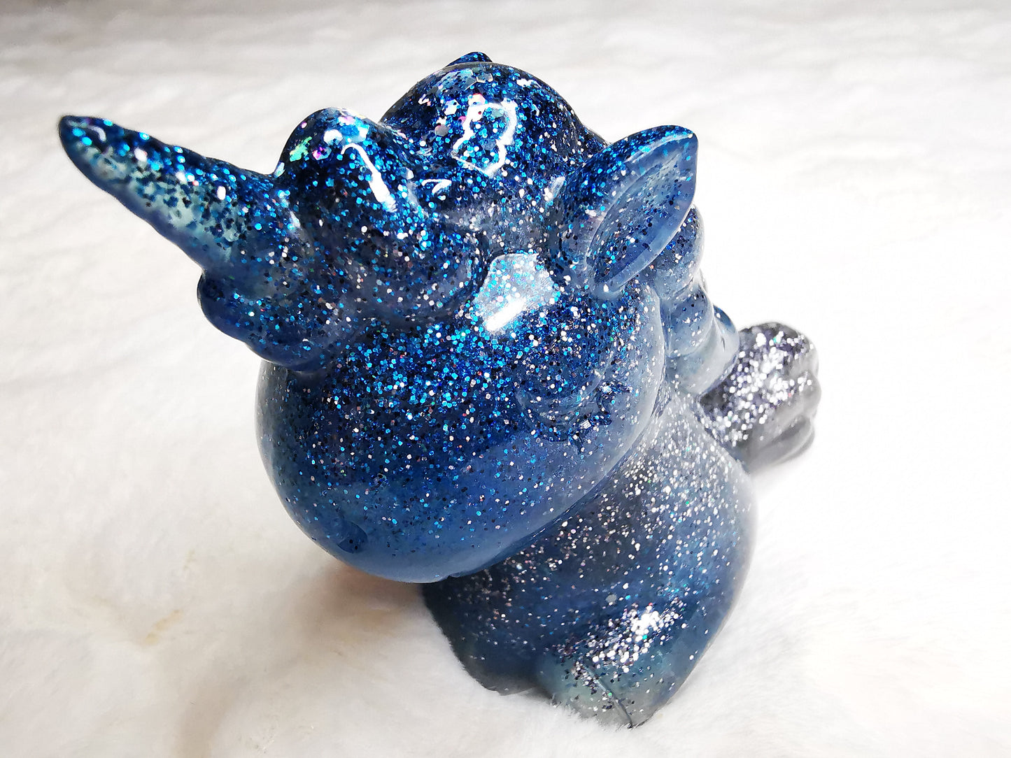Licorne décorative bleu nuit et gris pailleté