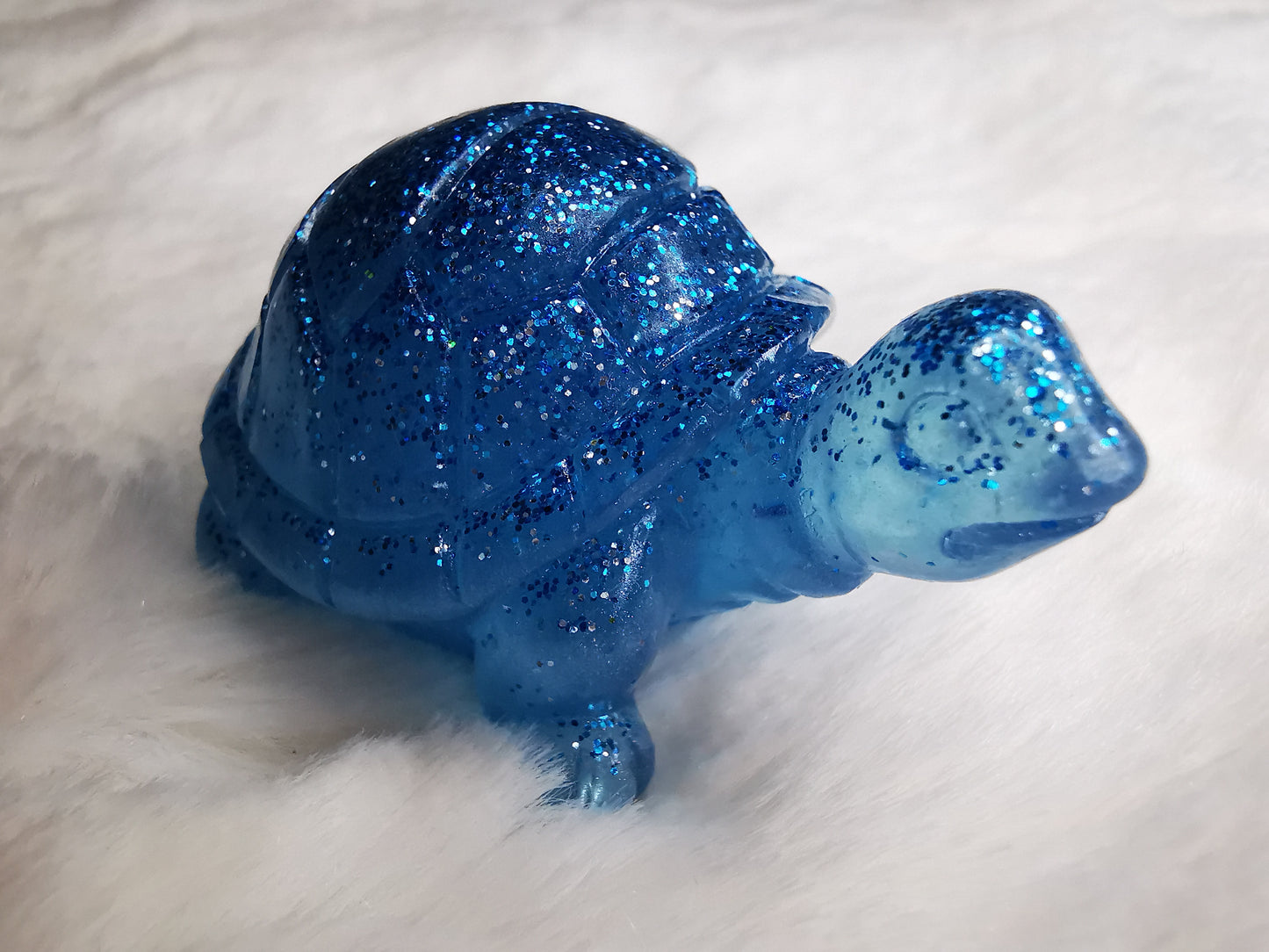 Tortue décorative bleu pailleté