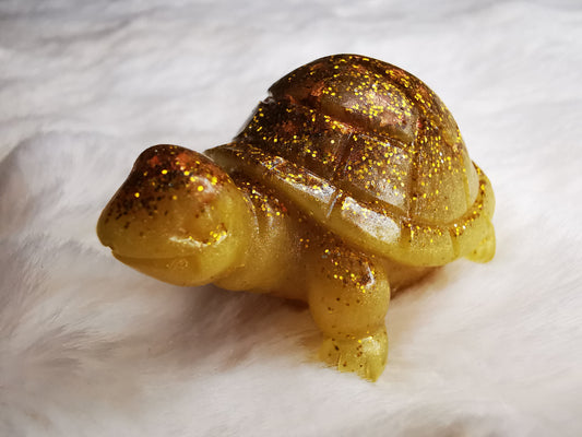 Tortue décorative or pailletée