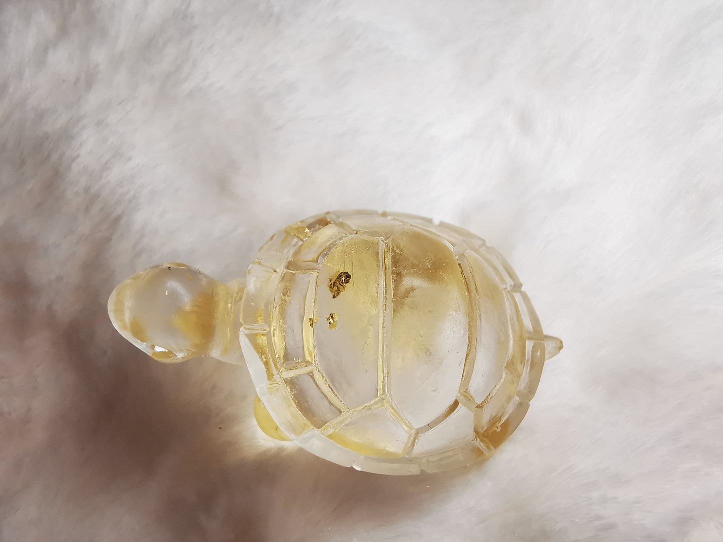 Tortue décorative transparente avec feuille d'or