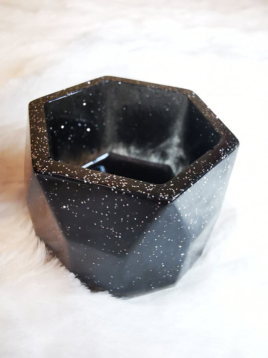 Petit pot noir pailleté