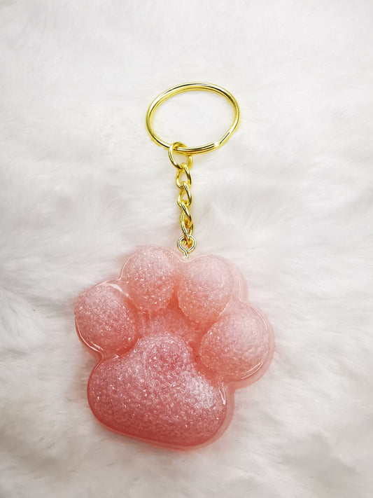 Porte clé patte de chien/chat rose