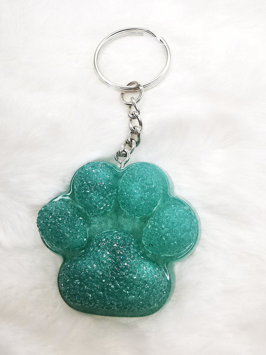 Porte clé patte de chien/chat vert
