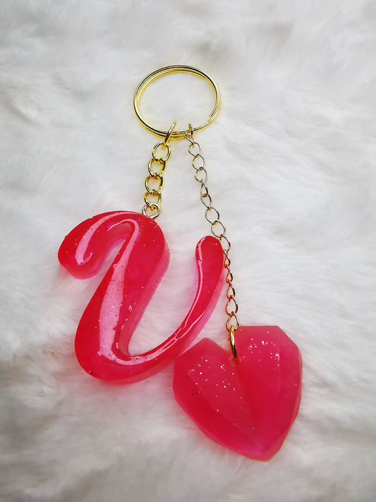 Porte clé lettre V et son coeur