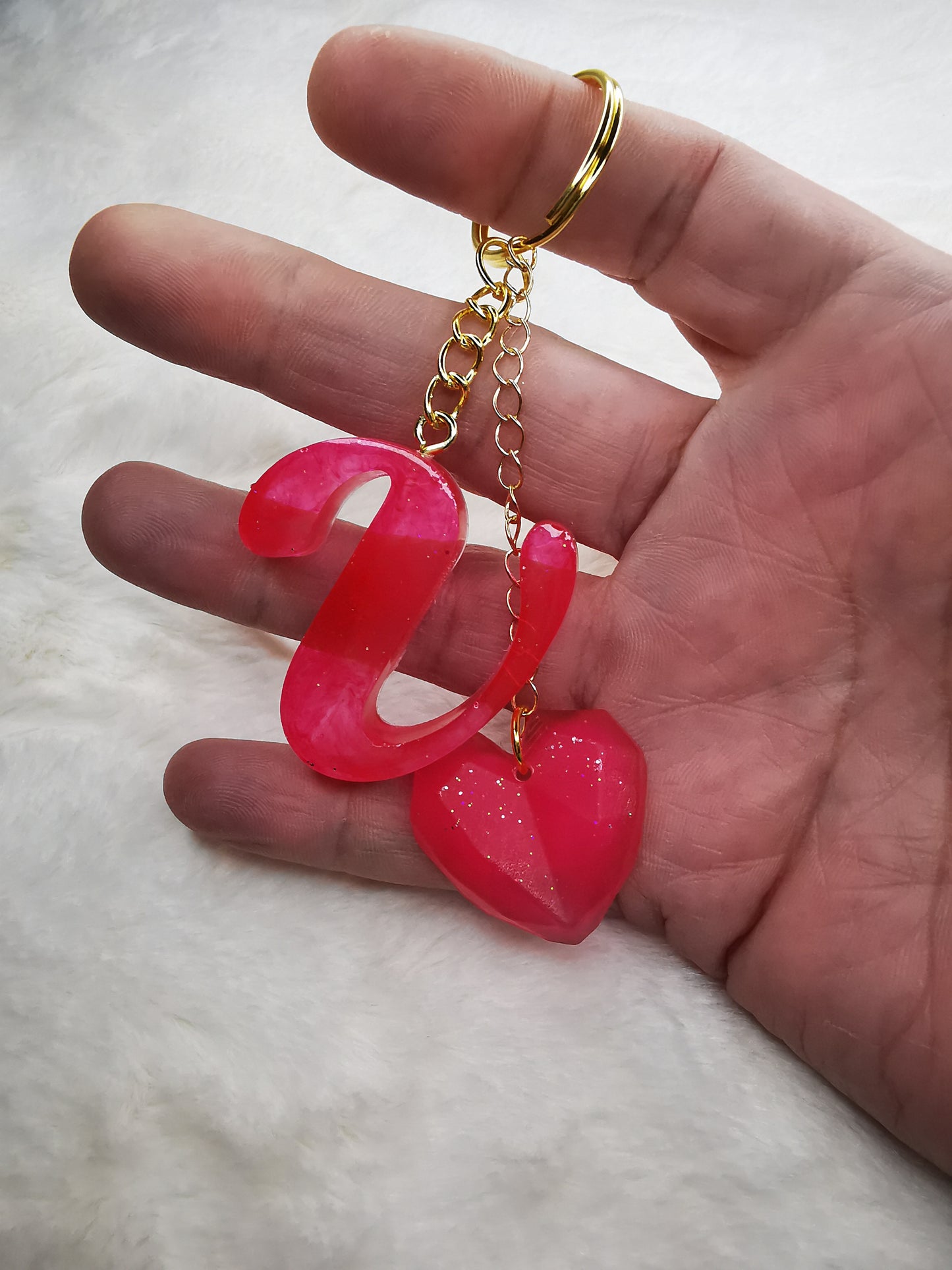 Porte clé lettre V et son coeur