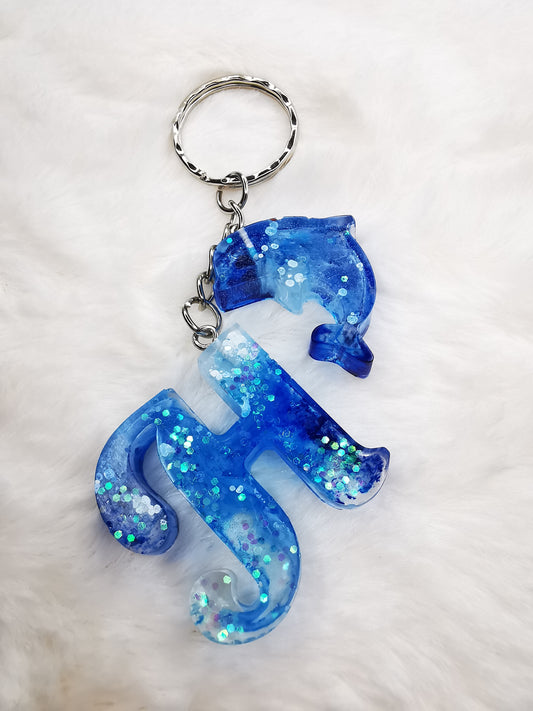 Porte clé lettre H et son dauphin