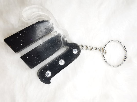 Porte clé lettre M+ strass