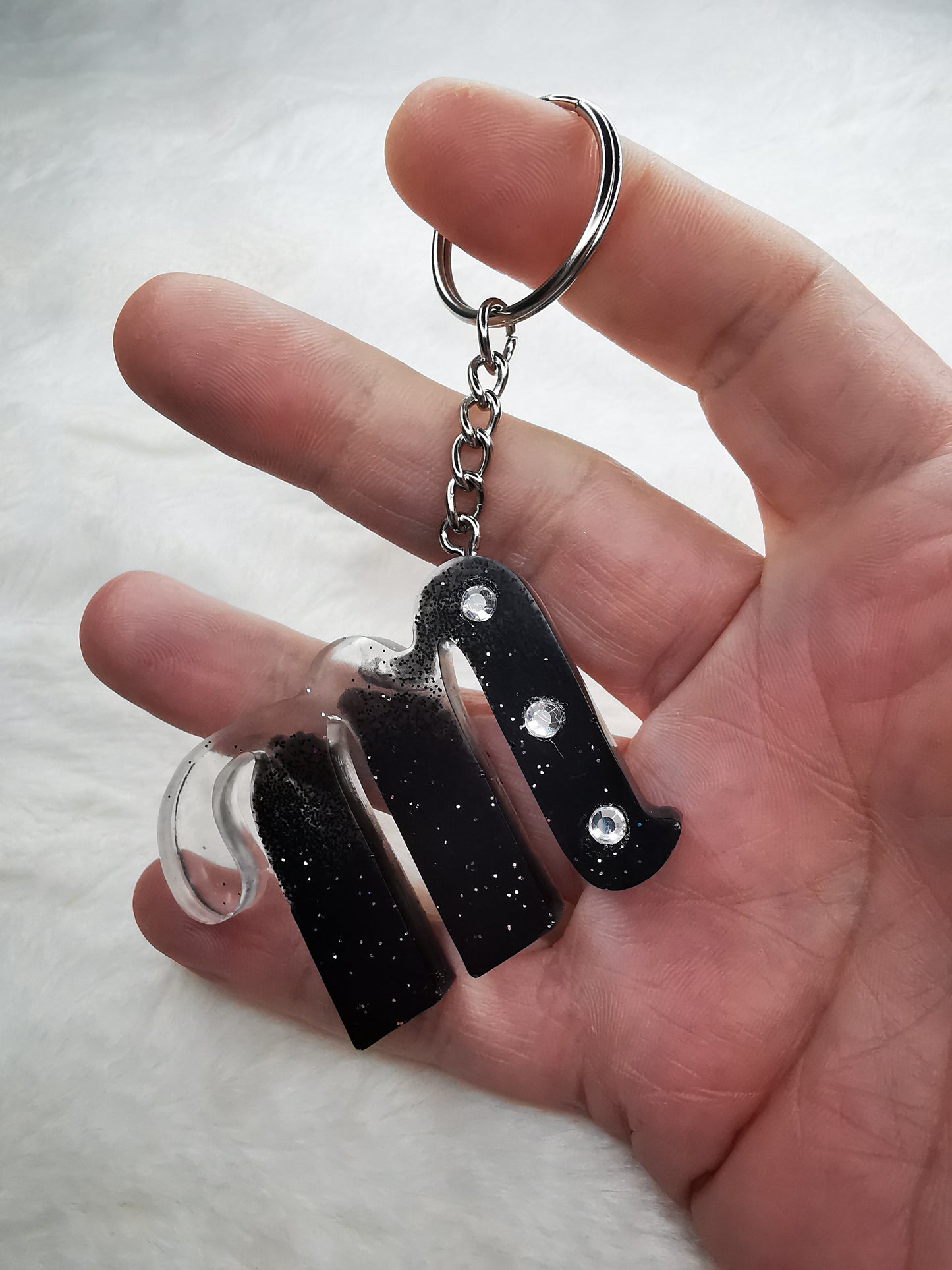 Porte clé lettre M+ strass