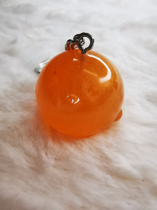 Porte clé pingouin orange fluo