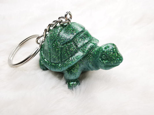 Porte clé tortue verte pailleté