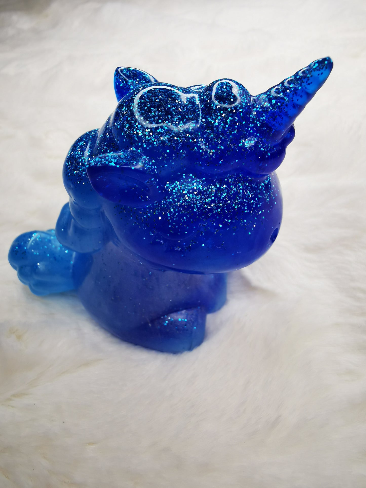 Licorne décorative bleu en degradé acec paillette