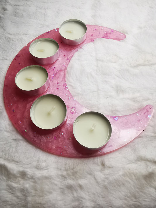 support bougeoir rose