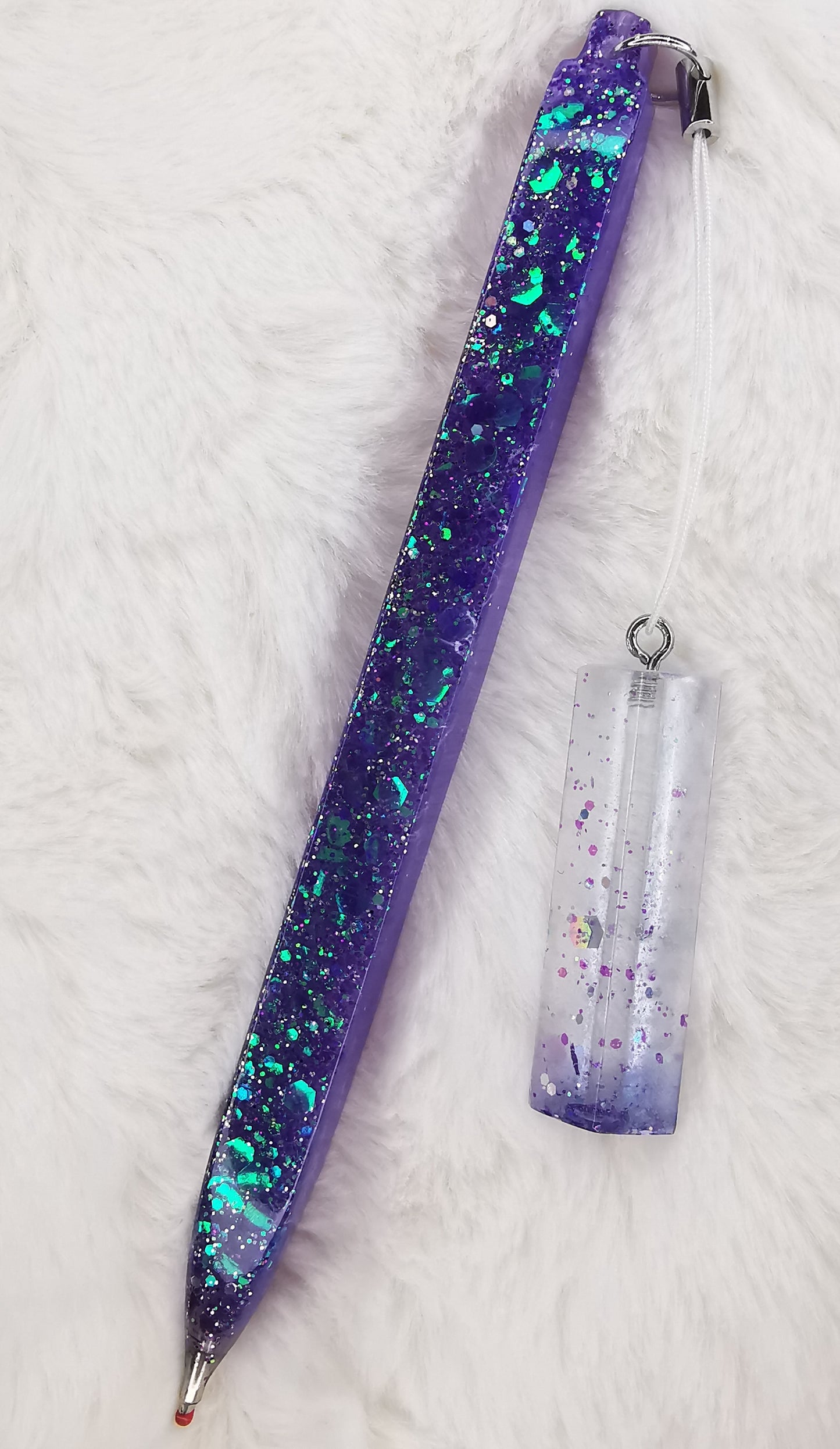 Stylo violet avec paillette holographique