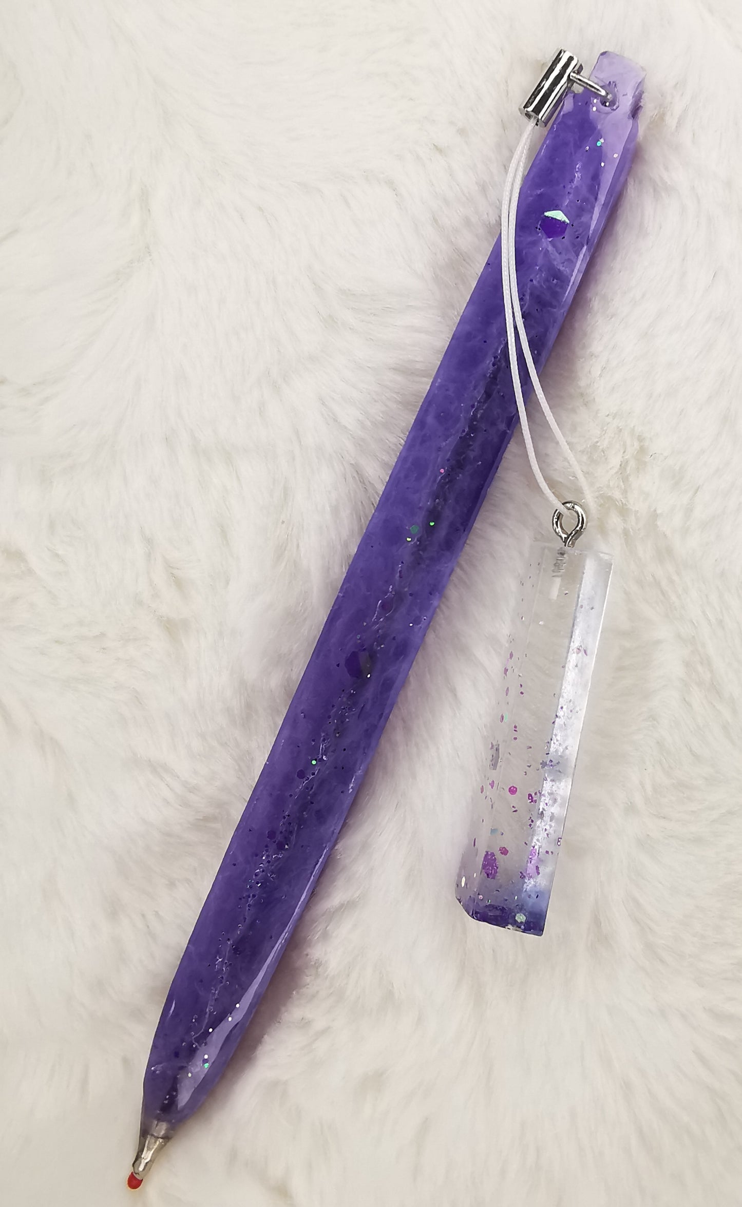 Stylo violet avec paillette holographique