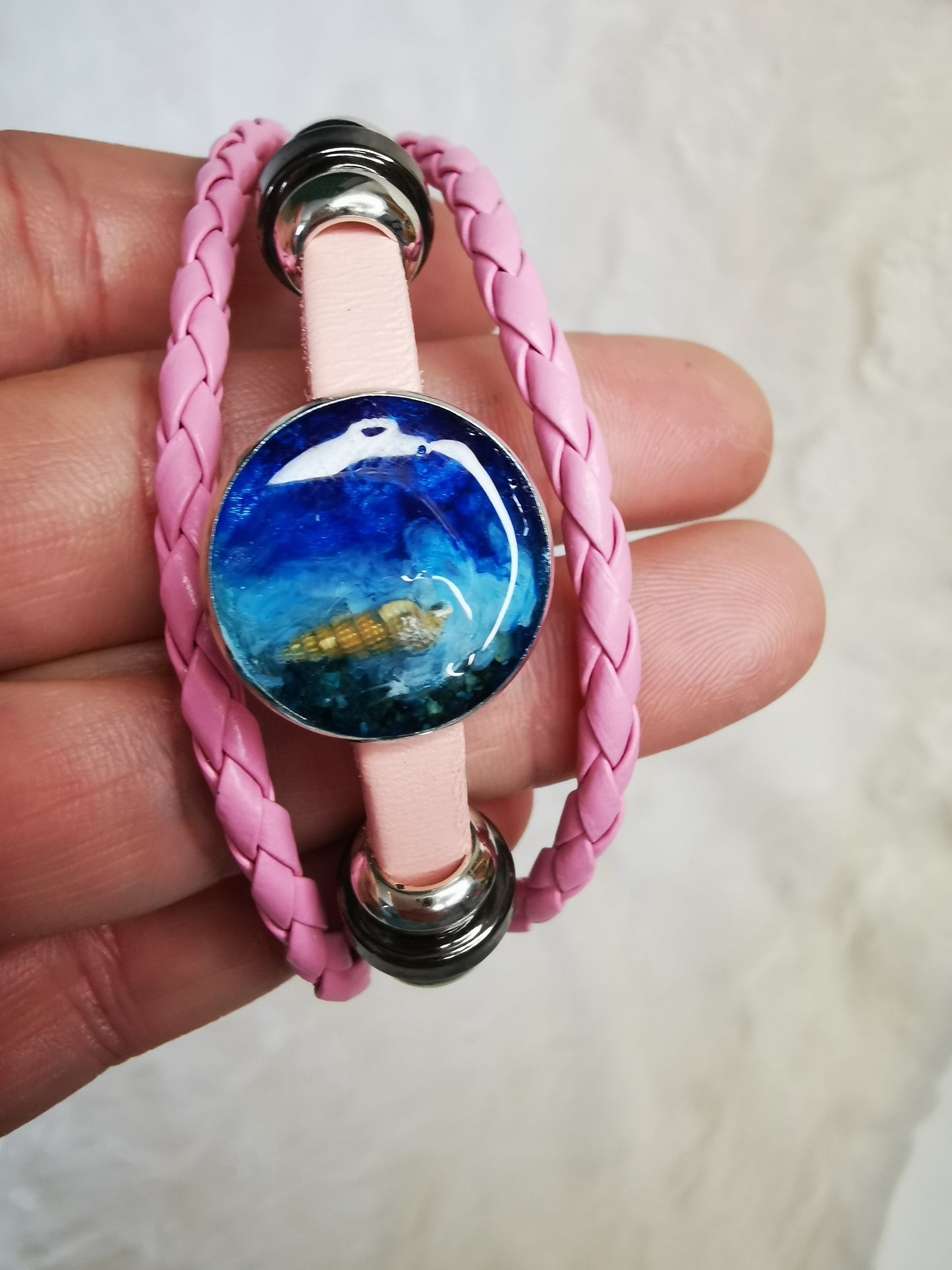 Bracelet rose thème mer et coquillage