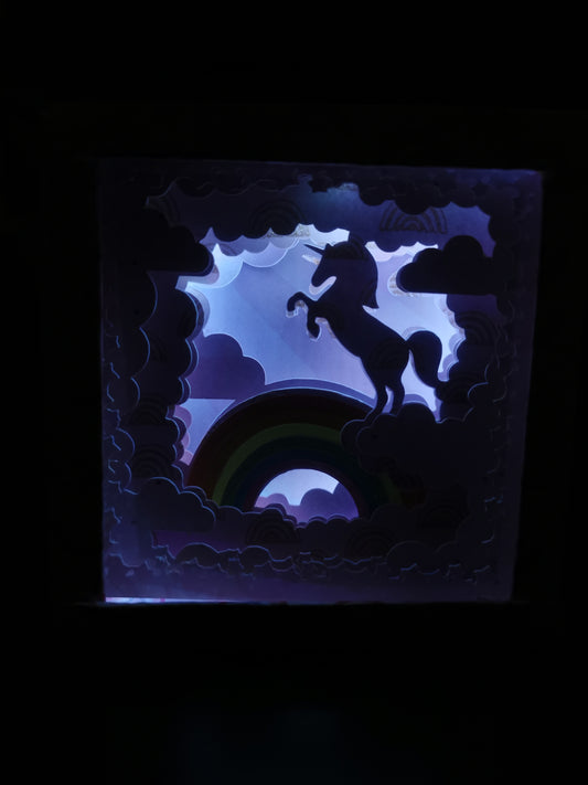 Lightbox licorne avec led usb multicolore