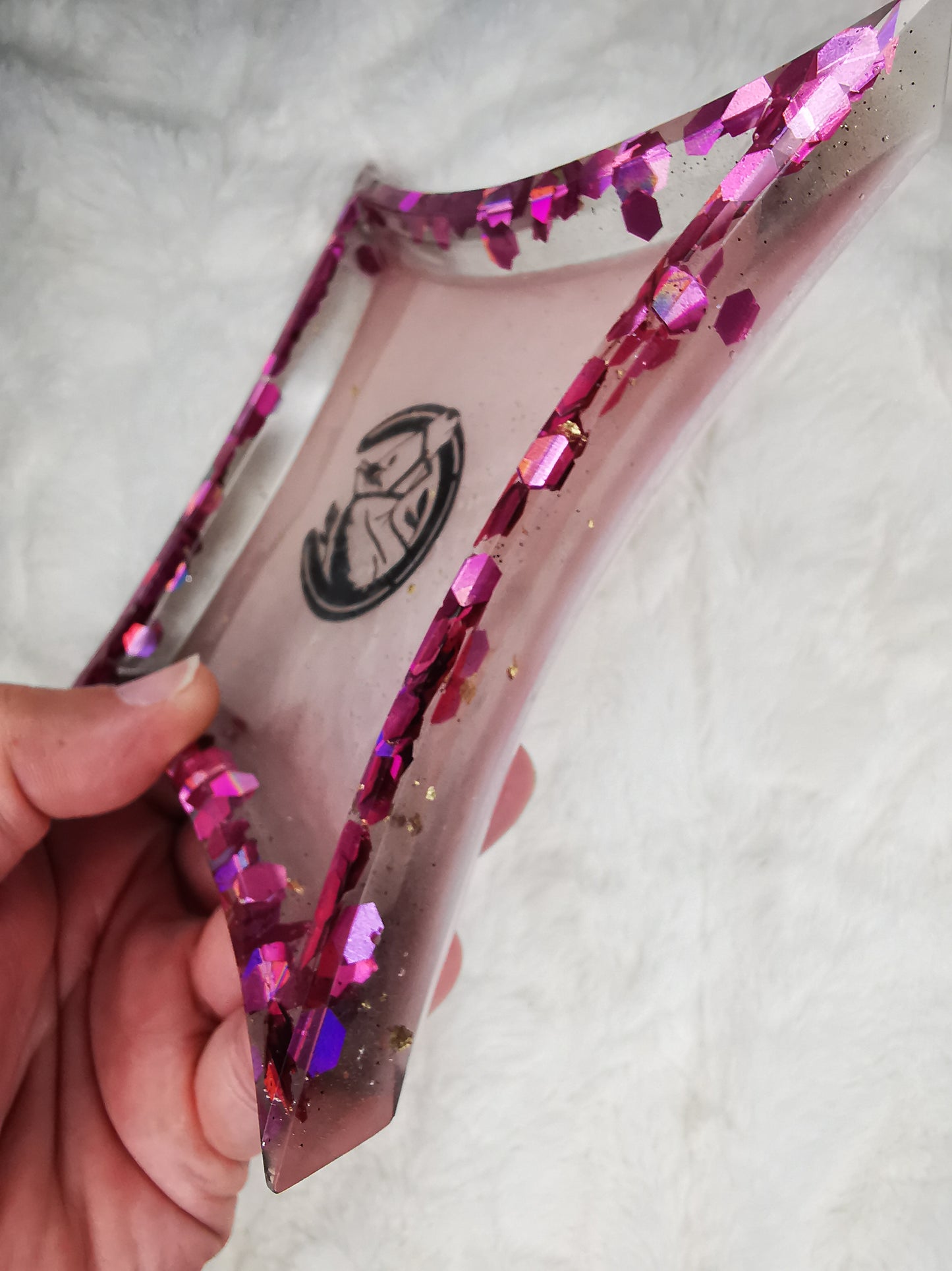 vide poche avec cheval pailletté rose