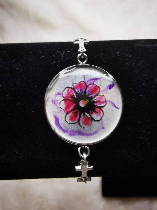bracelet croix avec fleur