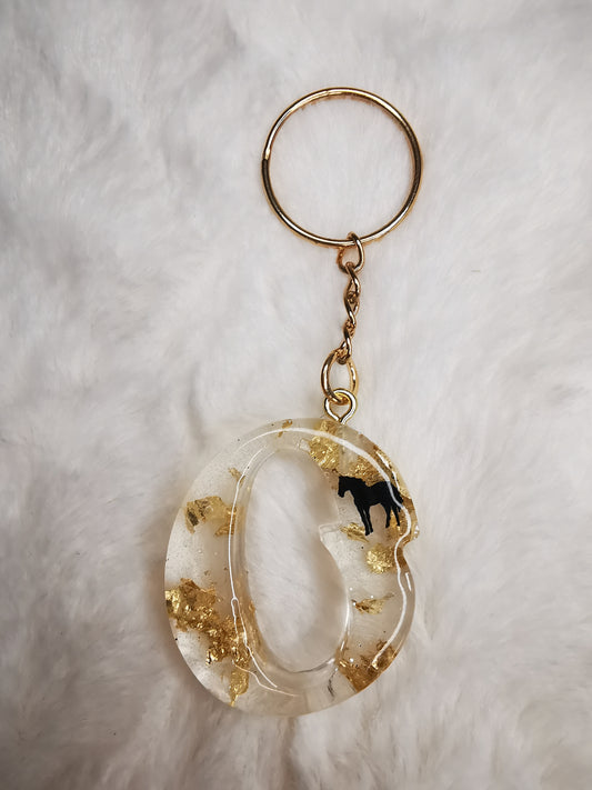 Porte clé lettre O avec cheval