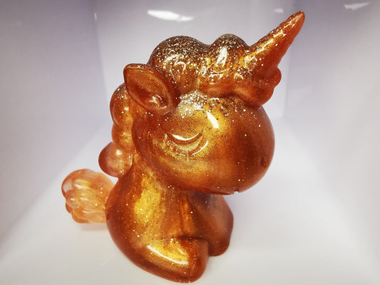 Licorne décorative brillante cuivrée et pailletée