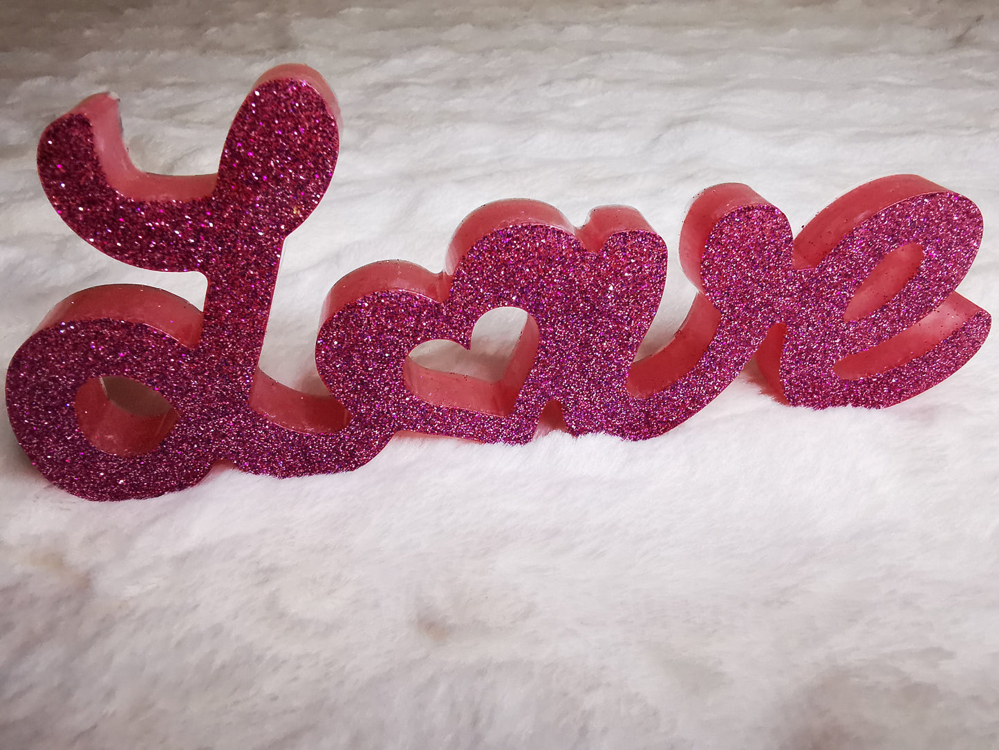 Love décoratif rose pailletté ( st valentin)