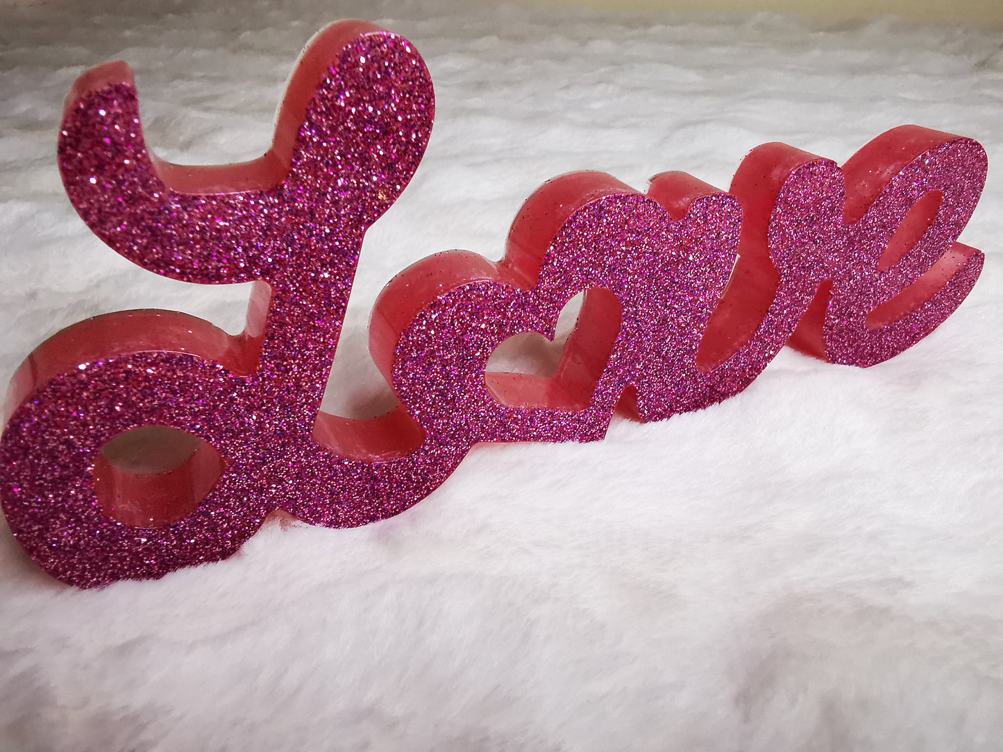 Love décoratif rose pailletté ( st valentin)
