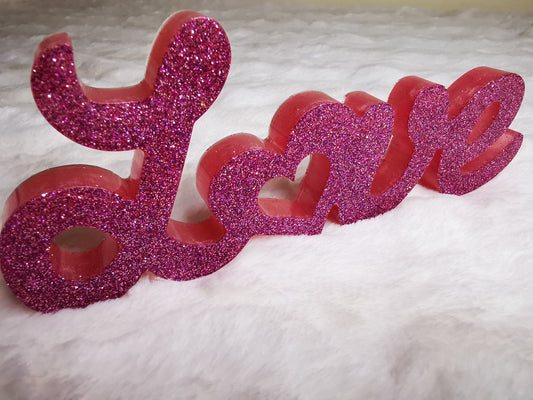 Love décoratif rose pailletté ( st valentin)