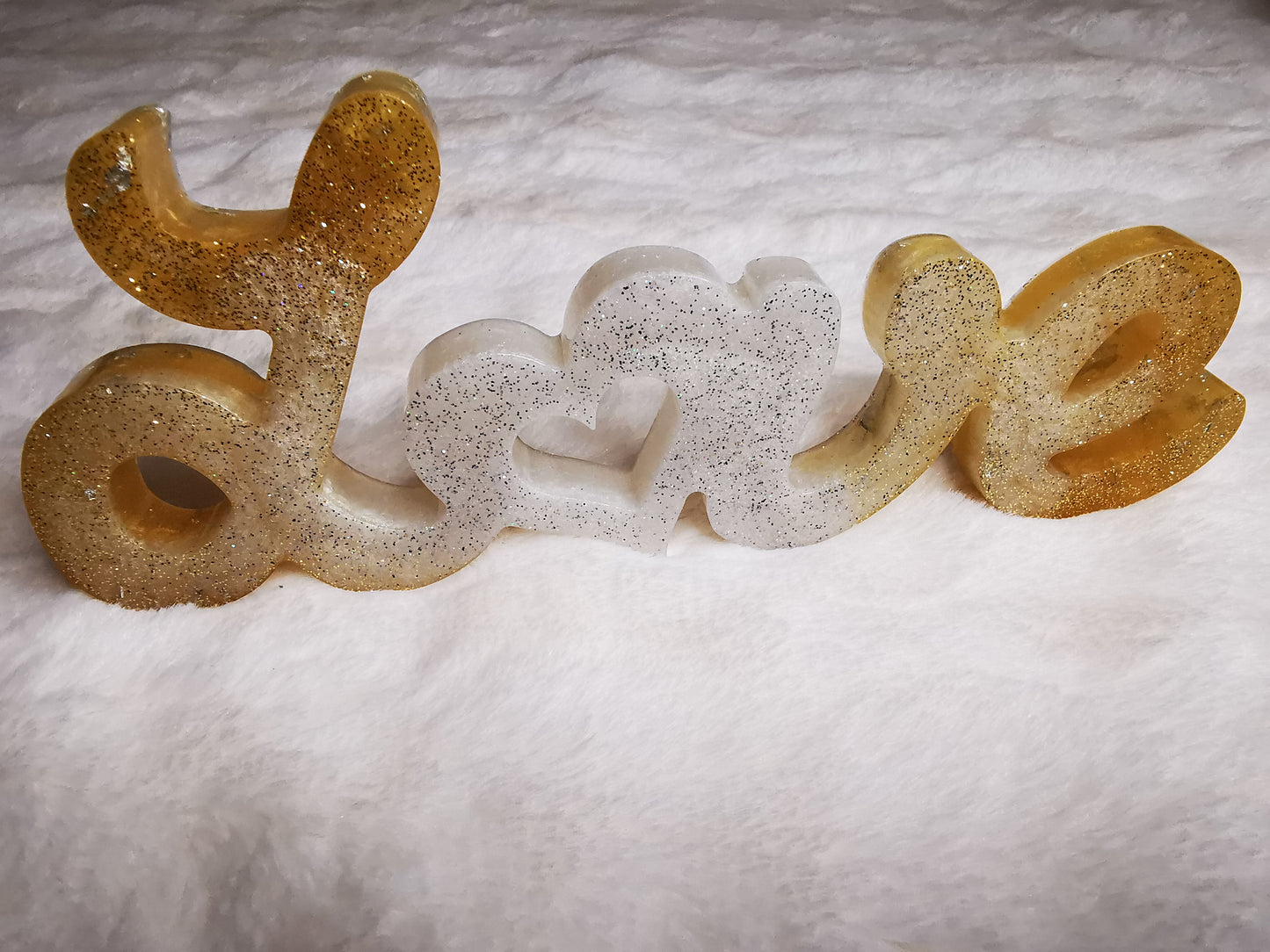 Love décoratif or et blanc pailetté (st valentin)
