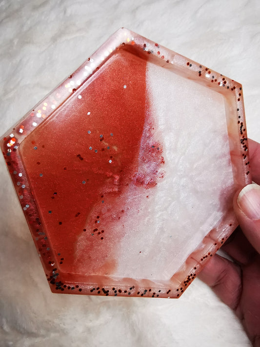 vide poche rouge et blanc pailletté