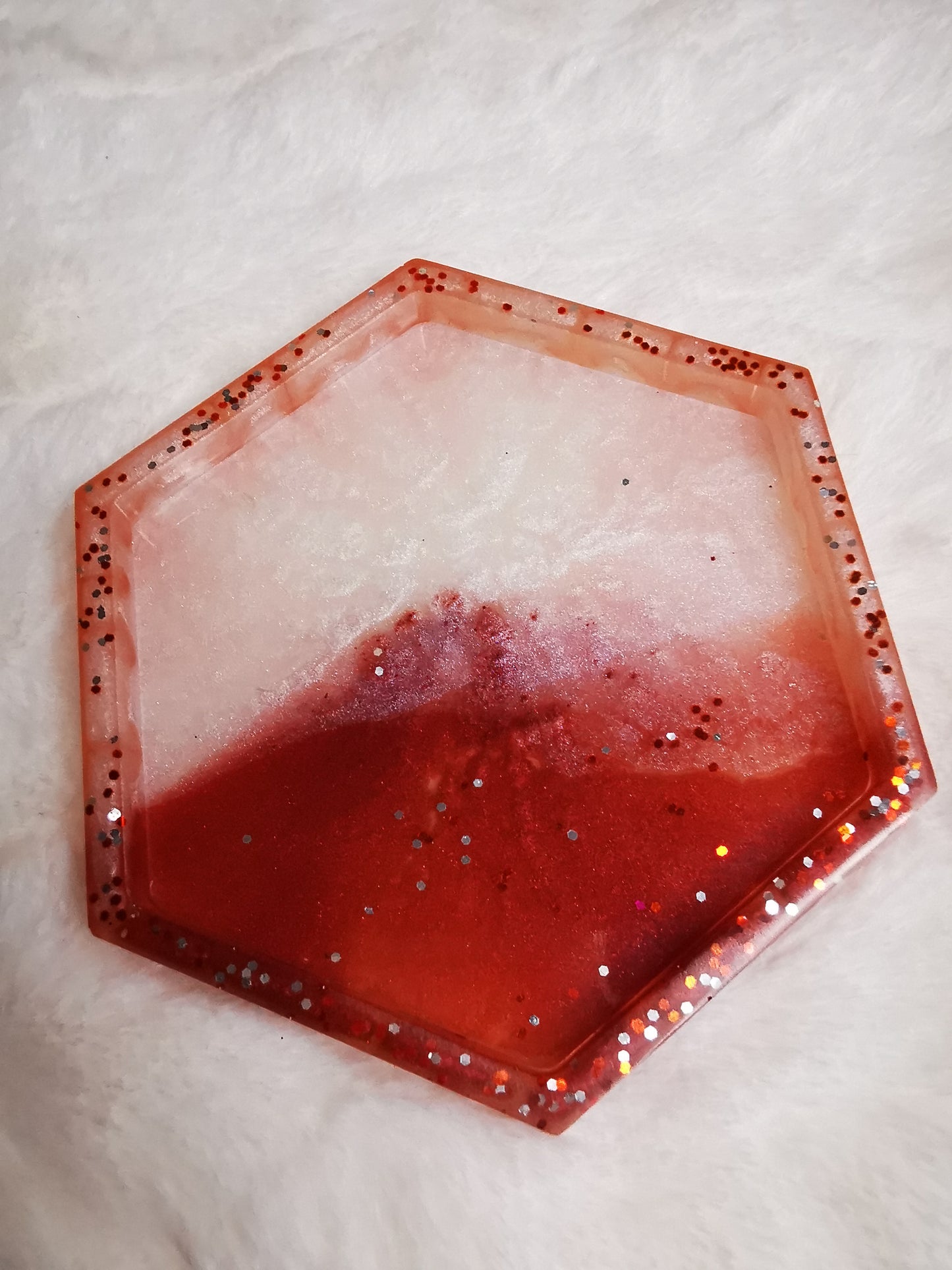 vide poche rouge et blanc pailletté