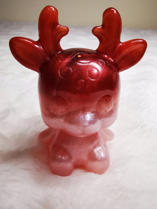 Biche décorative rouge et rose pâle