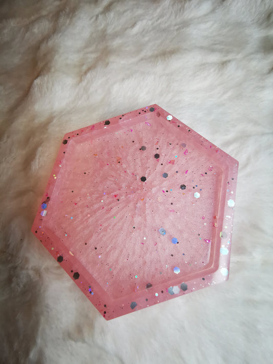 Vide poche rose pailleté holographique