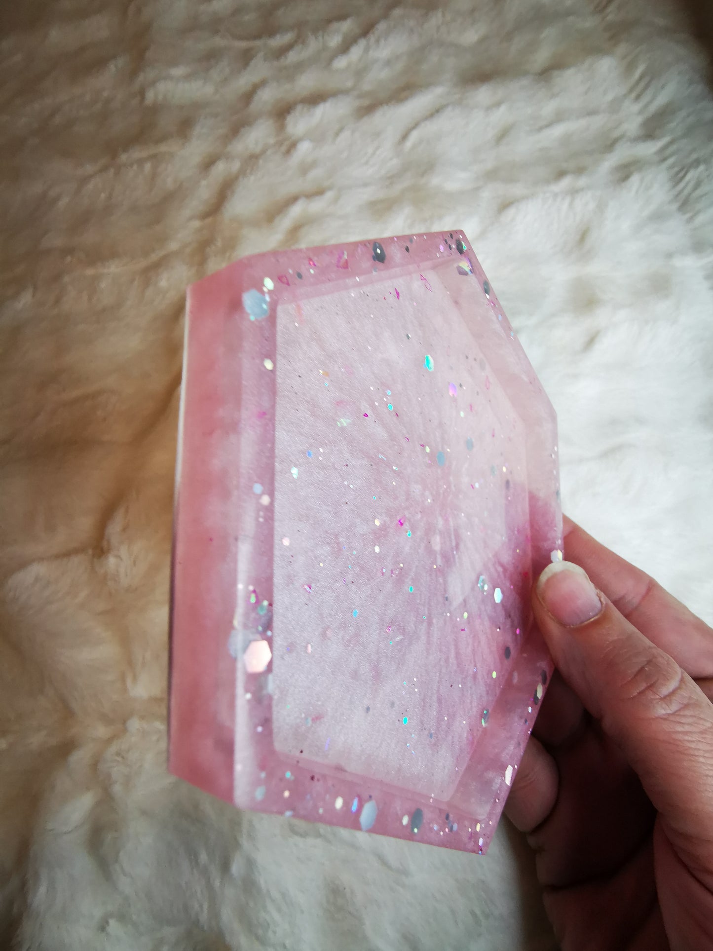 Vide poche rose pailleté holographique