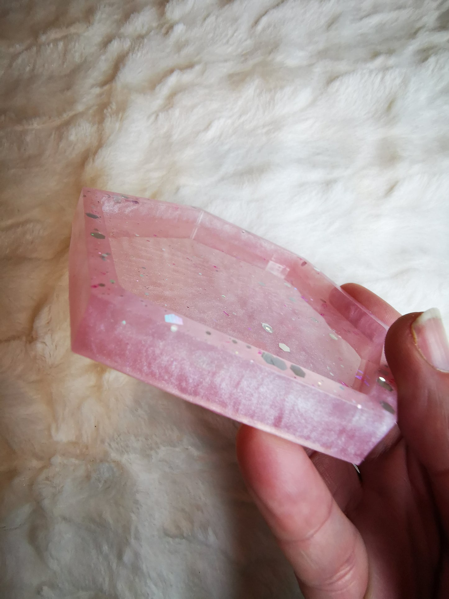 Vide poche rose pailleté holographique