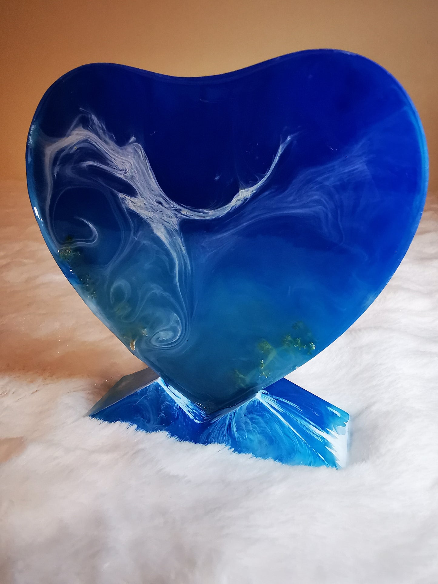 Coeur sur pied bleu effet mer