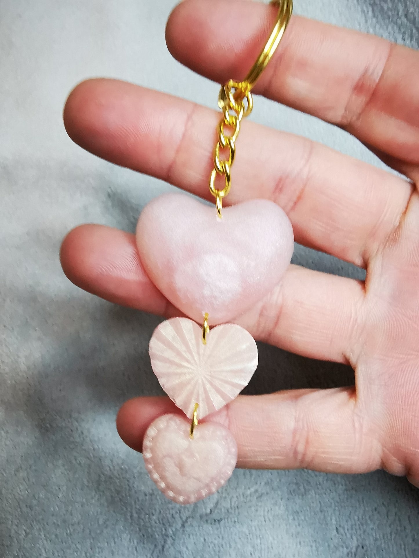 porte clé coeur rose pâle (st valentin)