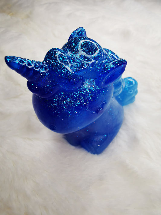 Licorne décorative bleu en degradé acec paillette