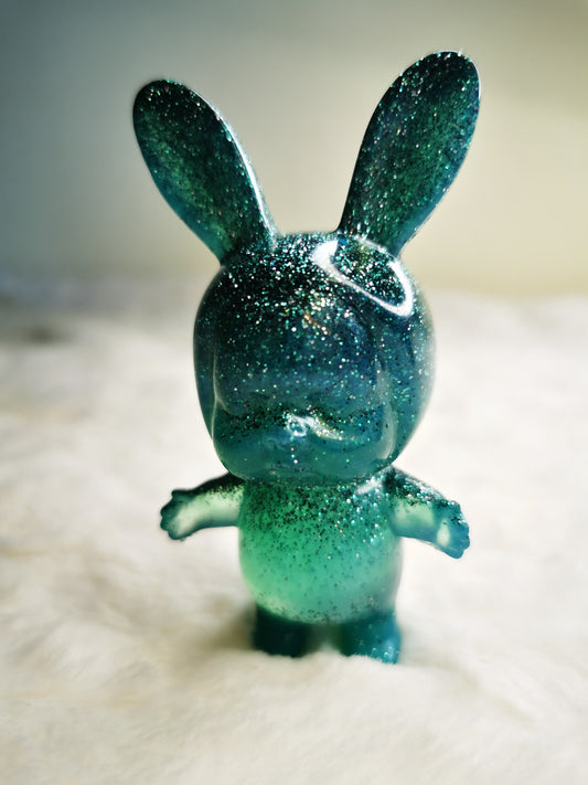 bébé déguisé en lapin vert pailletté