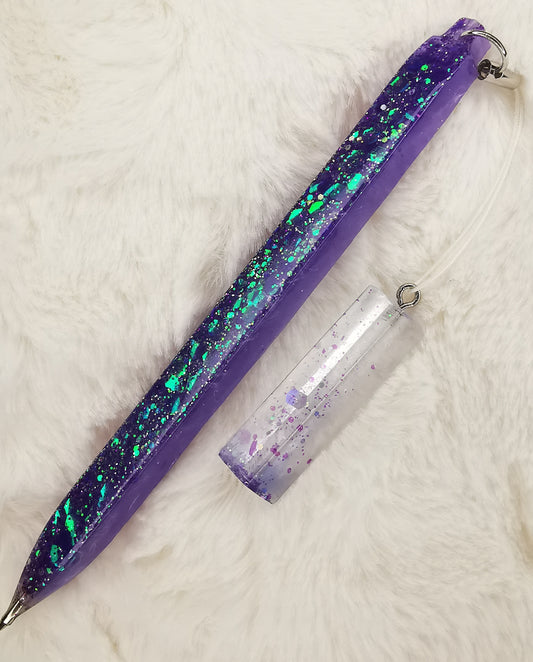 Stylo violet avec paillette holographique