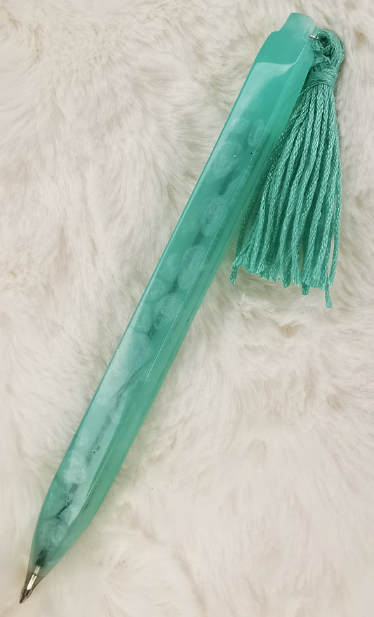 Stylo vert avec pompon
