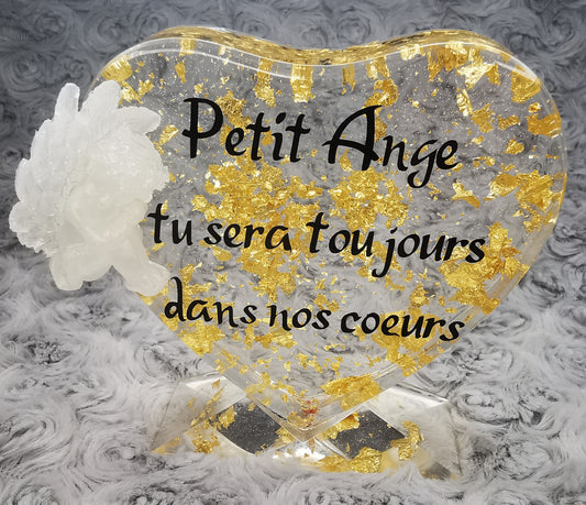 coeur sur socle Ange (Plaque funéraire)